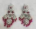 VeroniQ Trends- Ruby And Silver Moissanite Polki Earrings 92.5 Silver Moissanite Diamond Polki-Ruby Stone-Gold Plated-Wedding Jewellery-Punjabi Jewellery-South Indian-Thappa Jewellery