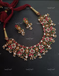 VeroniQ Trends-South Indian Long Sliver Kundan and Kemp Stone Necklace-92.5 Sliver-Gold Plated-Wedding Jewellery-Punjabi Jewellery-South Indian-Thappa Jewellery