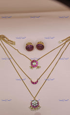 VeroniQ Trends-Elegant Gold Plated Chain Necklace with Moon Pendant Sliver Kundan and Kemp Stone-Gold Plated-Wedding Jewelry-Punjabi Jewelry-South Indian-Thappa Jewelry