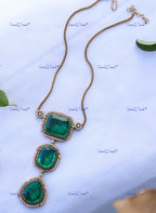 VeroniQ Trends-Cocktail Party Polki And Emerald Pendant Long Necklace Polki-Gold Plated-Wedding Jewelry-Punjabi Jewelry-South Indian-Thappa Jewelry
