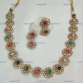 VeroniQ Trends-Navratan Polki Choker Necklace Polki-Gold Plated-Wedding Jewellery-Punjabi Jewellery-South Indian-Thappa Jewellery