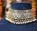 VeroniQ Trends-Elegant Meenakari Polki And Pearl Choker Necklace Polki-Gold Plated-Wedding Jewellery-Punjabi Jewellery-South Indian-Thappa Jewellery