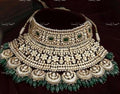 VeroniQ Trends-Traditonal Bridal Pachi Kundan Choker Necklace With Green Beads Pachi Kundan-Gold Plated-Wedding Jewellery-Punjabi Jewellery-South Indian-Thappa Jewellery