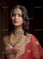 VeroniQ Trends-Bridal Kemp Stone Pachi Kundan Long Necklace Pachi Kundan-Gold Plated-Wedding Jewelry-Punjabi Jewelry-South Indian-Thappa Jewelry