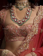 VeroniQ Trends-Bridal Kemp Stone Pachi Kundan Long Necklace Pachi Kundan-Gold Plated-Wedding Jewelry-Punjabi Jewelry-South Indian-Thappa Jewelry