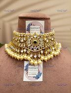VeroniQ Trends-Traditional Rajwadi Style Pearl And Pachi Kundan Choker Necklace Pachi Kundan-Gold Plated-Wedding Jewelry-Punjabi Jewelry-South Indian-Thappa Jewelry