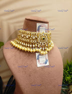 VeroniQ Trends-Traditional Rajwadi Style Pearl And Pachi Kundan Choker Necklace Pachi Kundan-Gold Plated-Wedding Jewelry-Punjabi Jewelry-South Indian-Thappa Jewelry