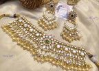VeroniQ Trends-Traditional Rajwadi Style Pearl And Pachi Kundan Choker Necklace Pachi Kundan-Gold Plated-Wedding Jewelry-Punjabi Jewelry-South Indian-Thappa Jewelry