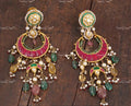 VeroniQ Trends-Traditional Kemp Stone Pachi Kundan Chandbali Earrings Pachi Kundan-Gold Plated-Wedding Jewellery-Punjabi Jewellery-South Indian-Thappa Jewellery