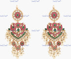VeroniQ Trends-South Indian Peacock Design Kemp Stone Pachi Kundan Long Necklace Pachi Kundan-Gold Plated-Wedding Jewelry-Punjabi Jewelry-South Indian-Thappa Jewelry