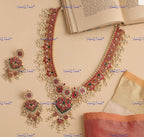 VeroniQ Trends-South Indian Peacock Design Kemp Stone Pachi Kundan Long Necklace Pachi Kundan-Gold Plated-Wedding Jewelry-Punjabi Jewelry-South Indian-Thappa Jewelry