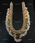 VeroniQ Trends-South Indian Elephant Design Guttupusulu Silver Kundan Long Necklace Silver Kundan-Gold Plated-Wedding Jewellery-Punjabi Jewellery-South Indian-Thappa Jewellery
