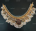 VeroniQ Trends-Floral South Indian Guttupusulu Silver Kundan Necklace Silver Kundan-Gold Plated-Wedding Jewellery-Punjabi Jewellery-South Indian-Thappa Jewellery