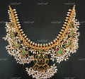 VeroniQ Trends-Traditional Floral South Indian Guttupusulu Silver Kundan Necklace Silver Kundan-Gold Plated-Wedding Jewellery-Punjabi Jewellery-South Indian-Thappa Jewellery