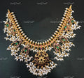 VeroniQ Trends-Peacock Design South Indian Guttupusulu Silver Kundan Necklace Silver Kundan-Gold Plated-Wedding Jewellery-Punjabi Jewellery-South Indian-Thappa Jewellery
