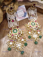 VeroniQ Trends-Traditional Passa Design Pachi Kundan Chandbali Earrings Pachi Kundan-Gold Plated-Wedding Jewelry-Punjabi Jewelry-South Indian-Thappa Jewelry