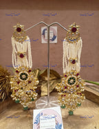VeroniQ Trends-Traditional Passa Design Pachi Kundan Chandbali Earrings Pachi Kundan-Gold Plated-Wedding Jewelry-Punjabi Jewelry-South Indian-Thappa Jewelry