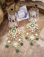 VeroniQ Trends-Traditional Passa Design Pachi Kundan Chandbali Earrings Pachi Kundan-Gold Plated-Wedding Jewelry-Punjabi Jewelry-South Indian-Thappa Jewelry