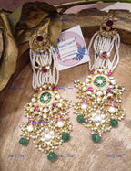 VeroniQ Trends-Traditional Passa Design Pachi Kundan Chandbali Earrings Pachi Kundan-Gold Plated-Wedding Jewelry-Punjabi Jewelry-South Indian-Thappa Jewelry