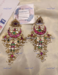 VeroniQ Trends-Traditional Chandbali Design Pachi Kundan Chandbali Earrings Pachi Kundan-Gold Plated-Wedding Jewellery-Punjabi Jewellery-South Indian-Thappa Jewellery