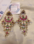 VeroniQ Trends-Traditional Chandbali Design Pachi Kundan Chandbali Earrings Pachi Kundan-Gold Plated-Wedding Jewelry-Punjabi Jewelry-South Indian-Thappa Jewelry