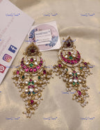 VeroniQ Trends-Traditional Chandbali Design Pachi Kundan Chandbali Earrings Pachi Kundan-Gold Plated-Wedding Jewelry-Punjabi Jewelry-South Indian-Thappa Jewelry