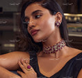 VeroniQ Trends-Cocktail Party Ruby And Polki Silver Choker Necklace 92.5 Silver Moissanite Diamond Polki-Ruby Stone-Gold Plated-Wedding Jewellery-Punjabi Jewellery-South Indian-Thappa Jewellery