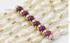 VeroniQ Trends-Multistrand Emerald Ruby Fresh Water Pearl And Polki Silver Choker Necklace 92.5 Silver Moissanite Diamond Polki-Emerald Stone-Ruby Stone-Gold Plated-Wedding Jewelry-Punjabi Jewelry-South Indian-Thappa Jewelry