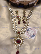 VeroniQ Trends-Traditional Double Line Pachi Kundan Long Necklace Pachi Kundan-Gold Plated-Wedding Jewelry-Punjabi Jewelry-South Indian-Thappa Jewelry