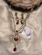 VeroniQ Trends-Traditional Double Line Pachi Kundan Long Necklace Pachi Kundan-Gold Plated-Wedding Jewelry-Punjabi Jewelry-South Indian-Thappa Jewelry