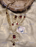 VeroniQ Trends-Traditional Double-Line Pachi Kundan Long Necklace Pachi Kundan-Gold Plated-Wedding Jewelry-Punjabi Jewelry-South Indian-Thappa Jewelry