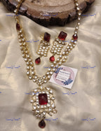 VeroniQ Trends-Traditional Double-Line Pachi Kundan Long Necklace Pachi Kundan-Gold Plated-Wedding Jewelry-Punjabi Jewelry-South Indian-Thappa Jewelry