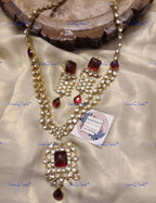 VeroniQ Trends-Traditional Double-Line Pachi Kundan Long Necklace Pachi Kundan-Gold Plated-Wedding Jewelry-Punjabi Jewelry-South Indian-Thappa Jewelry