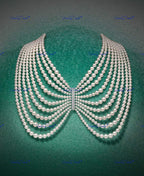 VeroniQ Trends-Contemporary Designer Multistrand Pearl Silver Necklace Silver CZ-Gold Plated-Wedding Jewelry-Punjabi Jewelry-South Indian-Thappa Jewelry