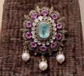 VeroniQ Trends-Designer Elegant Emerald Pearl Silver Moissanite Pendant 92.5 Silver Moissanite Diamond-Gold Plated-Wedding Jewellery-Punjabi Jewellery-South Indian-Thappa Jewellery