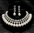 VeroniQ Trends-Elegant Gold Plated Pearl Kundan Choker Necklace With Pearl Drop Kundan-Gold Plated-Wedding Jewellery-Punjabi Jewellery-South Indian-Thappa Jewellery