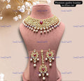 VeroniQ Trends-Beautiful Heavy Quality Gold Plated Kundan Choker Necklace With Pearl Kundan-Gold Plated-Wedding Jewellery-Punjabi Jewellery-South Indian-Thappa Jewellery