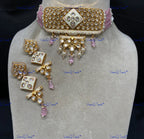 VeroniQ Trends-Traditional Multistrand Gold Plated Meenakari Kundan Polki Choker Necklace Kundan-Gold Plated-Wedding Jewelry-Punjabi Jewelry-South Indian-Thappa Jewelry