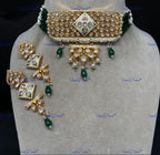 VeroniQ Trends-Traditional Multistrand Gold Plated Meenakari Kundan Polki Choker Necklace Kundan-Gold Plated-Wedding Jewelry-Punjabi Jewelry-South Indian-Thappa Jewelry