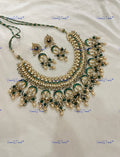 VeroniQ Trends-Traditional Gold Pachi Kundan Necklace With Chandbali Drops Pachi Kundan-Gold Plated-Wedding Jewellery-Punjabi Jewellery-South Indian-Thappa Jewellery