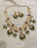 VeroniQ Trends-Traditional Gold Multistrand Kemp Stone Pachi Kundan Necklace Pachi Kundan-Gold Plated-Wedding Jewellery-Punjabi Jewellery-South Indian-Thappa Jewellery