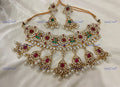 VeroniQ Trends-Rajwadi Style Gold Plated Kemp Stone Pachi Kundan Choker Necklace Pachi Kundan-Gold Plated-Wedding Jewellery-Punjabi Jewellery-South Indian-Thappa Jewellery