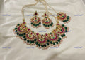 VeroniQ Trends-Traditional Bridal Gold Plated Chandbali Kemp Stone Polki Choker Necklace Polki-Gold Plated-Wedding Jewellery-Punjabi Jewellery-South Indian-Thappa Jewellery