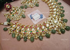 VeroniQ Trends-Traditional Gold Plated Heavy Pachi Kundan Choker Necklace With Green Quartz Beads Pachi Kundan-Gold Plated-Wedding Jewelry-Punjabi Jewelry-South Indian-Thappa Jewelry