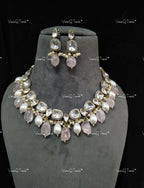 VeroniQ Trends-Elegant Gold Plated Polki Necklace With Beads Polki-Gold Plated-Wedding Jewelry-Punjabi Jewelry-South Indian-Thappa Jewelry