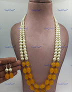 VeroniQ Trends-Beautiful Jade Beads Mala with Shell Pearl Long Necklace Kundan-Gold Plated-Wedding Jewelry-Punjabi Jewelry-South Indian-Thappa Jewelry