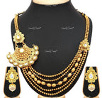 VeroniQ Trends-Traditional 5 String Gold Plated Kundan Necklace Set Kundan-Gold Plated-Wedding Jewelry-Punjabi Jewelry-South Indian-Thappa Jewelry