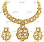 VeroniQ Trends-Traditional Resplendent Contemporary style Gold Plated Kundan Necklace Kundan-Gold Plated-Wedding Jewelry-Punjabi Jewelry-South Indian-Thappa Jewelry