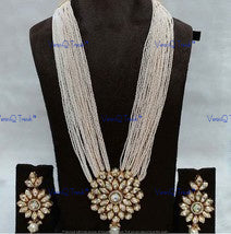 VeroniQ Trends-Beautiful Floral Gold Plated Heavy Kundan Long Rani Haar Necklace Kundan-Gold Plated-Wedding Jewellery-Punjabi Jewellery-South Indian-Thappa Jewellery