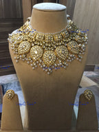 VeroniQ Trends-Bridal Gold Plated Heavy Kundan And Meenakari Necklace Kundan-Gold Plated-Wedding Jewelry-Punjabi Jewelry-South Indian-Thappa Jewelry